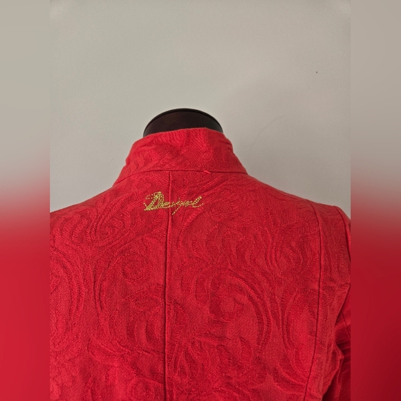 Desigual Peachy Red A Line  Floral Cotton Coat. Size 40 / Medium/ 8 - Picture 7 of 16